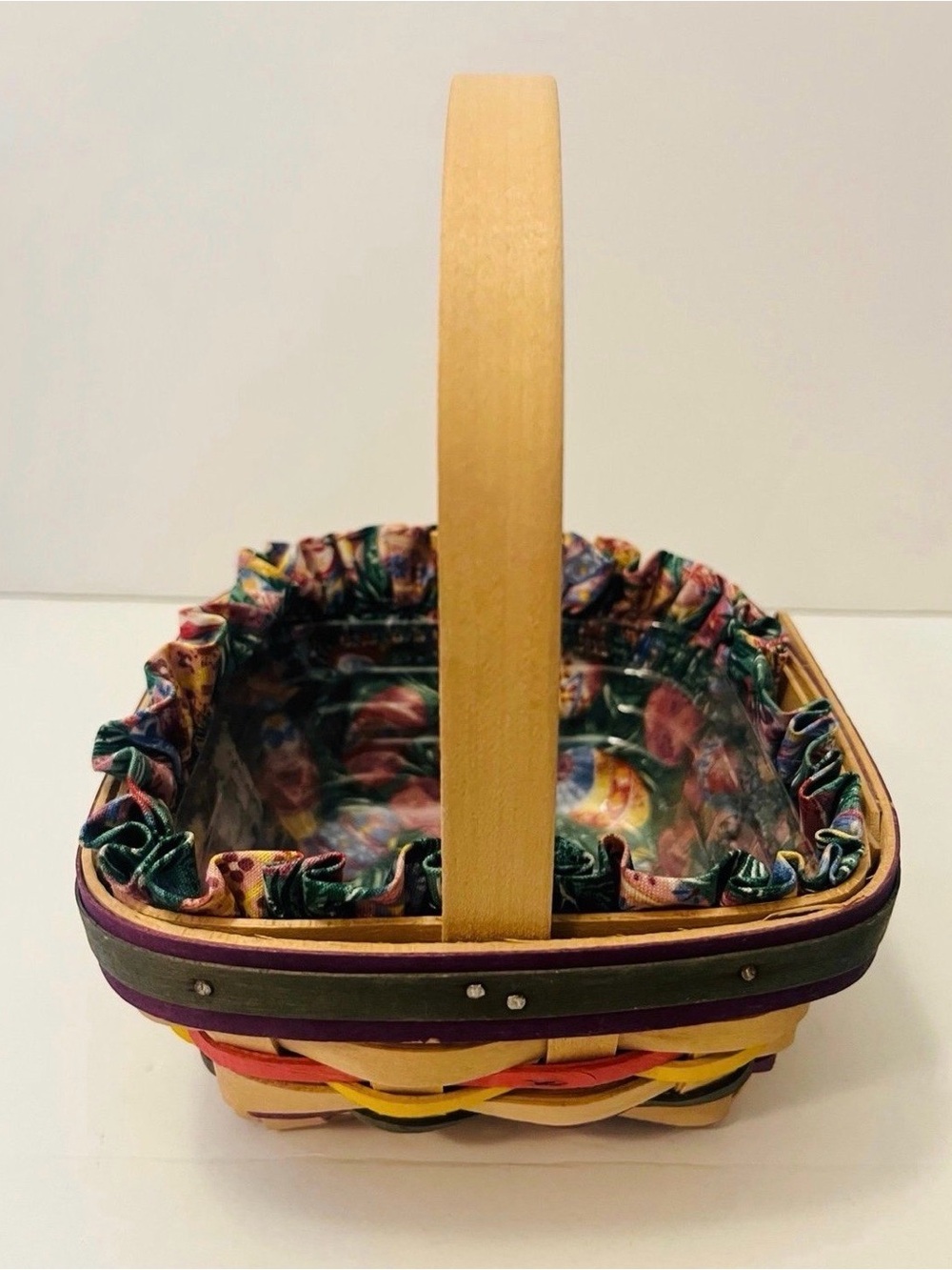 Longaberger Small Square Easter Basket with Easter Egg Liner Insert Vintage 1998 - Picture 8 of 12